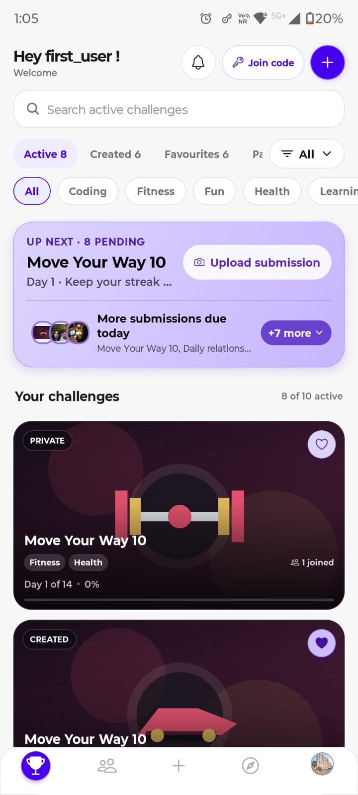 Real ChallengeSphere My Challenges screen